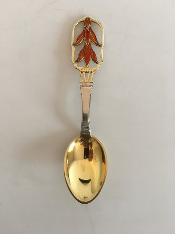 A. Michelsen Christmas Spoon 1928 Gilded Sterling Silver with Enamel