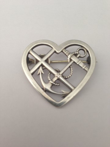 Georg Jensen Sterling Sølv Brooch Anchor and heart No 296 from 1933-1944