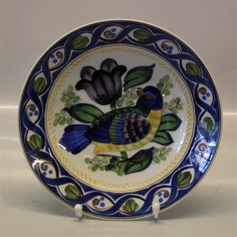 Royal Copenhagen Aluminia Faience Aluminia Plate 1170-404 Bird yellow & blue 20.5 cm