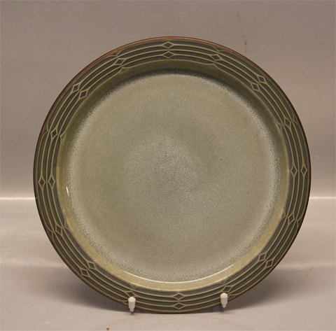 304 Fad, rundt / dækketallerken 29,5 cm Bing & Grøndahl  Grønt Rune  Quistgaard for B&G / Nissen Kronjyden Stoneware