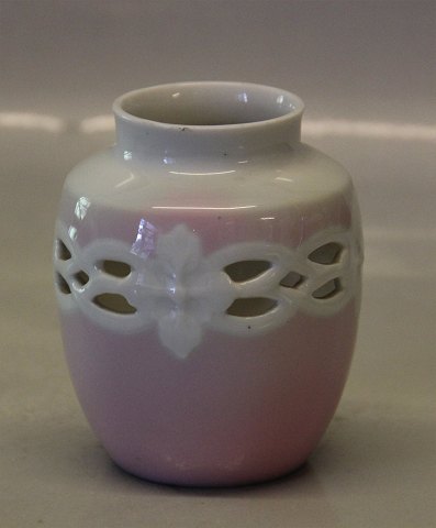 Bing & Grøndahl B&G 3215D-69 Pink gennembrudt Art Nouveau vase 8 cm Signeret MS  Marie Smith