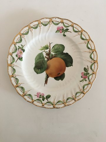 Royal Copenhagen Antique Full Saxon Flower Fruit Plate with Pierced Lace Border 
from around 1800