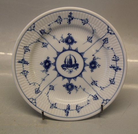 2003 Sidetallerken 17.5 cm Riflet MusselmaletBing & Grøndahl  Blåmålet  Hotelporcelæn