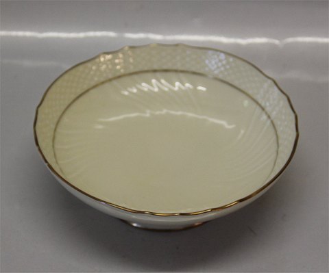 Danish Porcelain # 878  Creame  curved Tableware Cream with gold 1532-878 Cake dish, round on low foot (427) 2.5" x 7" / 6 x 17.5 cm