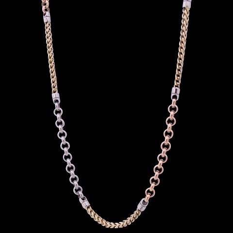 Necklace of 18k gold, white gold and red gold