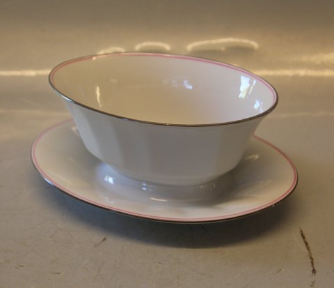Pink Palace  8631-1536 Gravy boat 9 x 22 cm Angular Tableware with grey and pink line (Palads)