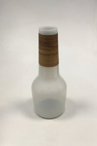 Kastrup Glassworks Opaline Carafe with bamboo wrapping