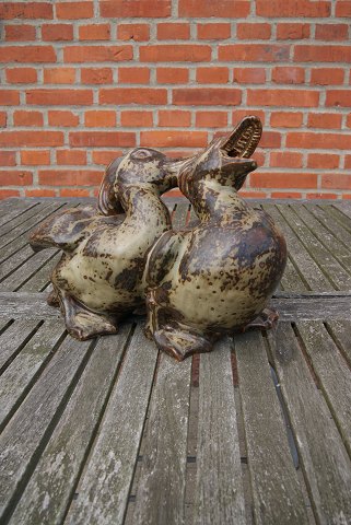 Royal Copenhagen Steingut Figur Nr. 20281, 2 Enten