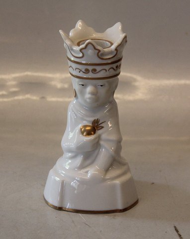 333 Golden Christmas Lysestage: Kaspar med guld, Hellig tre konge 14.5 cm Rasmus Harboe 1922, hvid med guld  (3057-1158 Balthasar)  Aluminia kunstfajance