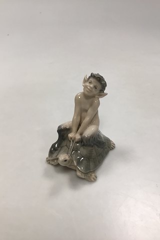 Royal Copenhagen Figurine of Faun on Tortoise No. 858