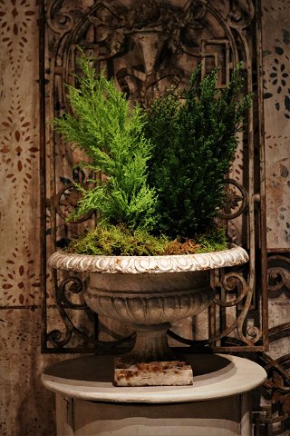 Old French cast iron jar with old silver paint and fine patina.