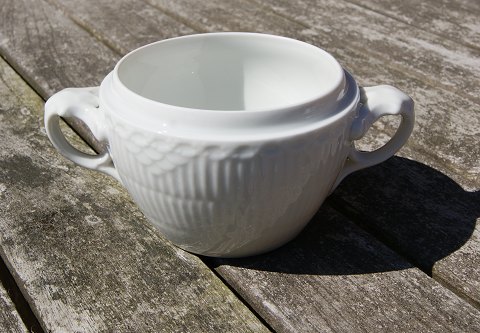 Hvid Halvblonde porcelæn, sukkerskål med hanke men uden låg