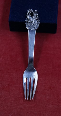 Jack the Dullard child's fork of Danish solid silver