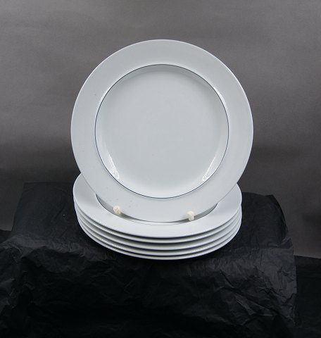 Blåkant fajance porcelæn fra Aluminia. Sæt på 6 frokosttallerkener 21cm