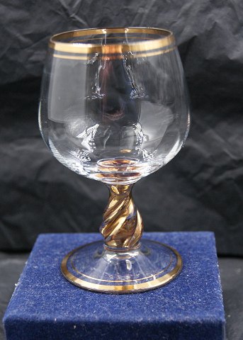 Ida with gold by Holmegaard, Denmark. Cognac glasses 9cm