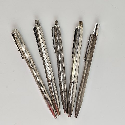 5 stk kuglepenneSterling sølv13 cm