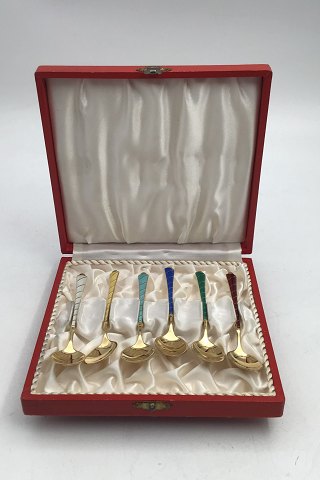 Egon Lauridsen (ELa) Sterling Silver/Enamel Mocha Spoons Gilt(6)