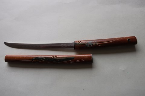 Gammel papir-/brevkniv med træskaftPapir-/brevkniven fungerer godtL: 21cm