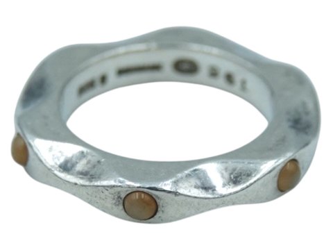 Georg Jensen Silver
Mirror ring with orange moonstones  - Size 52