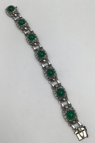 Georg Jensen Sterling Sølv Armlænke No. 57 B (Grøn Agat)