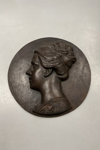 Danish Silhouet Portrait Young Lady in Bronze Signed by A.S. Jag 23