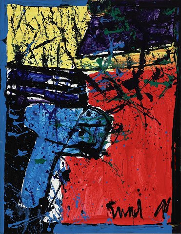 "Efterårsvariation" Akryl maleri på lærred. Monteret i guld svæveramme fra 
Freese og sønner.