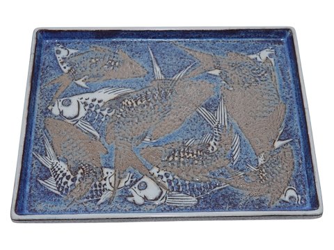 Royal Copenhagen Baca
Square blue tray with fish 30 cm.
