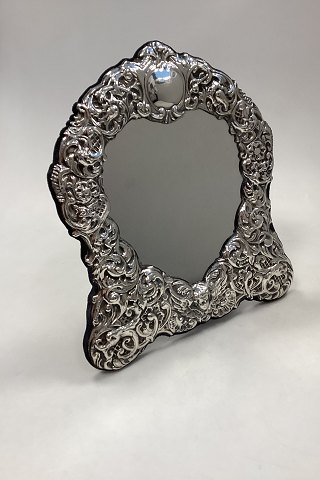 English Table Mirror/Picture Frame with Ornamented Sterling Silver