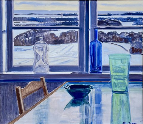 "Opstilling på bord" Oliemaleri på lærred.