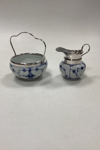 German blue-fluted Sugar and Cream set