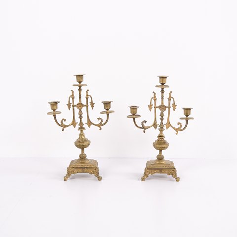 Franske bronze stager – 3-armet lysestager – Udsmykning & fine detaljer – 
1890’erne
Flot stand
