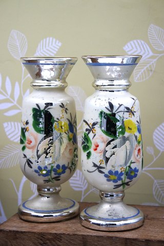 19th century vases in mercury glass (poor man