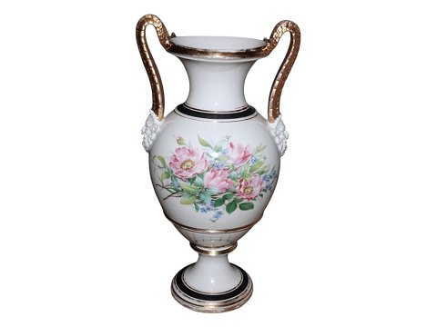 Bing & GrøndahlHøj antik vase med lyserøde Vilde Roser fra 1853-1895