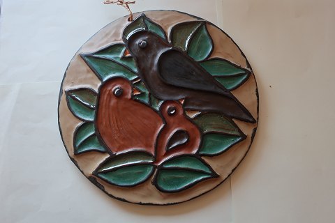 Relief, Keramik af Hildegon, den kendte keramiker fra Als i Sønderjylland, 20 cm, stemplet.Hildegon