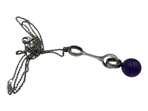 Georg Jensen sterling silverSphere pendant with purple amethyst and necklace