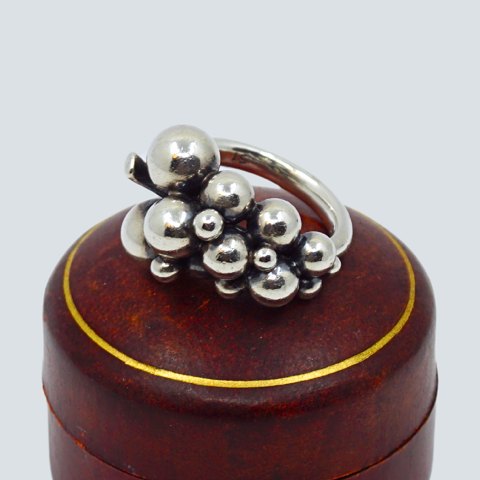 Georg Jensen; A Moonlight Grapes ring of sterling silver