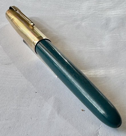 Green Parker 51 fountain pen with rolled gold metal cap