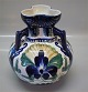 Aluminia Art Faience RC Faience 189-147 Large blue flower marine vase with 
handles 23 x 20 cm Ca. 1902-1910