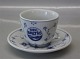 1023 Stor kaffekop og underkop (746) med logo B&G Blåmalet  Jernporcelæn