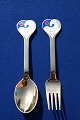 Michelsen set Christmas spoon and fork 1978 of gilt sterling silver