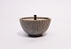 Ceramic bowl in light blue/turqouise colours and with brass lid by Arne Bang, 
no.: 118.
5000m2 showroom.