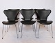 Set of 6 Seven chairs - Black grace leather - Model 3107 - Arne Jacobsen - Fritz 
Hansen - 1990