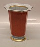 Royal Copenhagen Craquelé, (Crackelure) 212-2504 RC Vase red, grey and gold 17 x 13.5 octagon rim