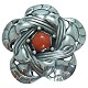 Georg Jensen; Skønvirke broche af sølv med koral #12, GJ 1904 - 1908