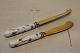 Blue Fluted Danish PorcelainPair of Butter knife  16.5 cm & Cheese knife 18.5 cm gilt steel blades