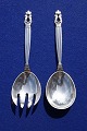 Acorn Georg Jensen Danish solid silver flatware. 2 pieces salad set all of silver 20.3cm