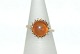 Gold ring with amber 14 KaratSize: 52