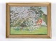 Oil painting with cherry wood motif and gilded frame, painted by Carl Lundblad (1903-1983) from 1957