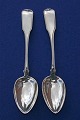 Old Danish solid silver flatware, pair of soup spoons 21,5cm from year 1845