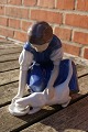 B&G Denmark figurine No 1745, Only one drop or Girl feeding Cat 